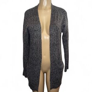 Chloe & Jasmine Gray Black Heathered Open Front Cardigan Sweater Small
